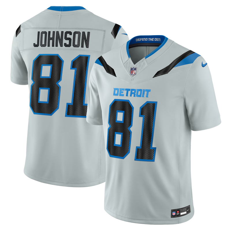 Detroit Lions Calvin Johnson Nike Silver 2026 Rivalries Collection Printed Limited Jersey