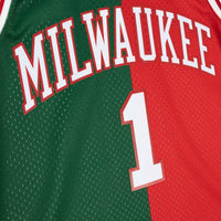 Milwaukee Bucks Mitchell & Ness Oscar Robertson 1971 Split Swingman Jersey - Green/Red