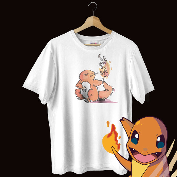 Smoking Charmander Watercolor - Pokemon Oversized Tee