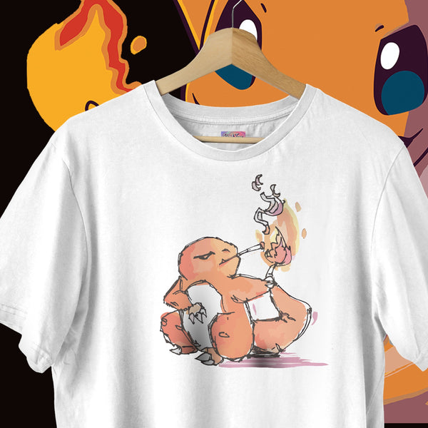 Smoking Charmander Watercolor - Pokemon Oversized Tee