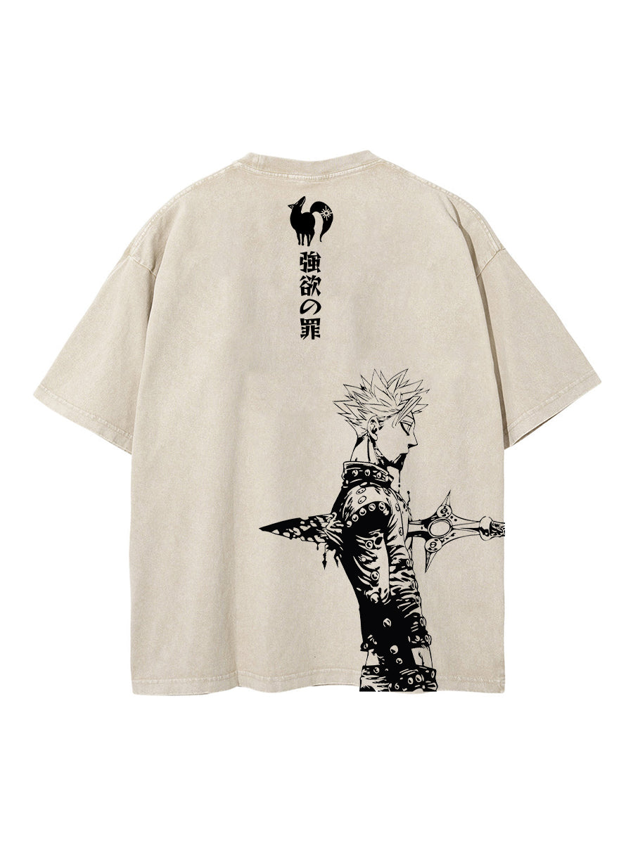 Beige t-shirt with King The Seven Deadly Sins Crown & Claws graphic – photo 2
