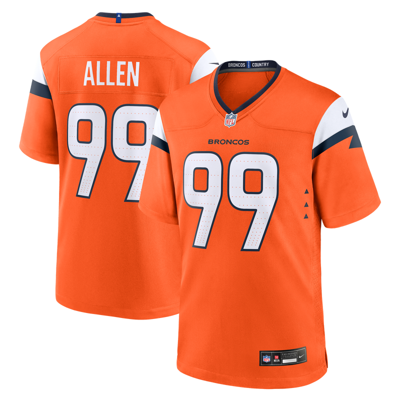 Denver Broncos Zach Allen Nike Orange Team Game Jersey