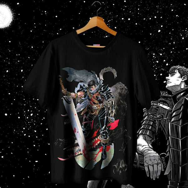 Guts Black Swordsman Full Print - Berserk Oversized Tee