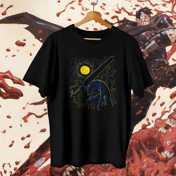 Guts Blue Armor Starry Night Front - Berserk Oversized Tee