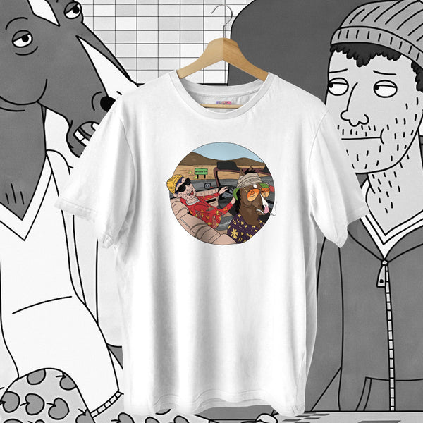 Bojack & Todd Road Trip Classic White - Bojack Horseman Oversized Tee