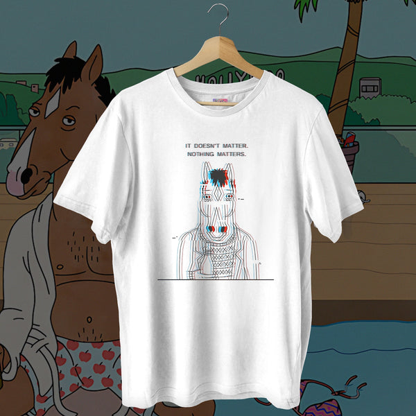 Nothing Matters Glitch Portrait - Bojack Horseman Oversized Tee