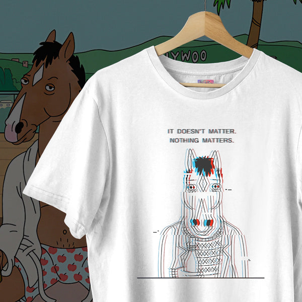 Nothing Matters Glitch Portrait Classic Fit - Bojack Horseman Oversized Tee