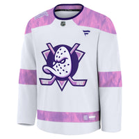 Anaheim Ducks Fanatics White Hockey Fights Cancer Survivor Practice Jersey