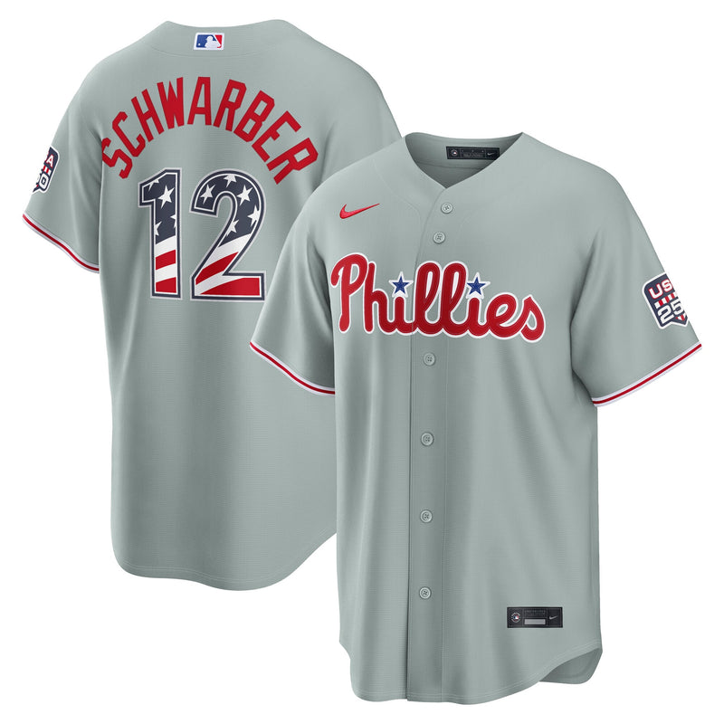 Fourth of July Philadelphia Phillies Kyle Schwarber Nike Gray USA 250 Stadium Jersey