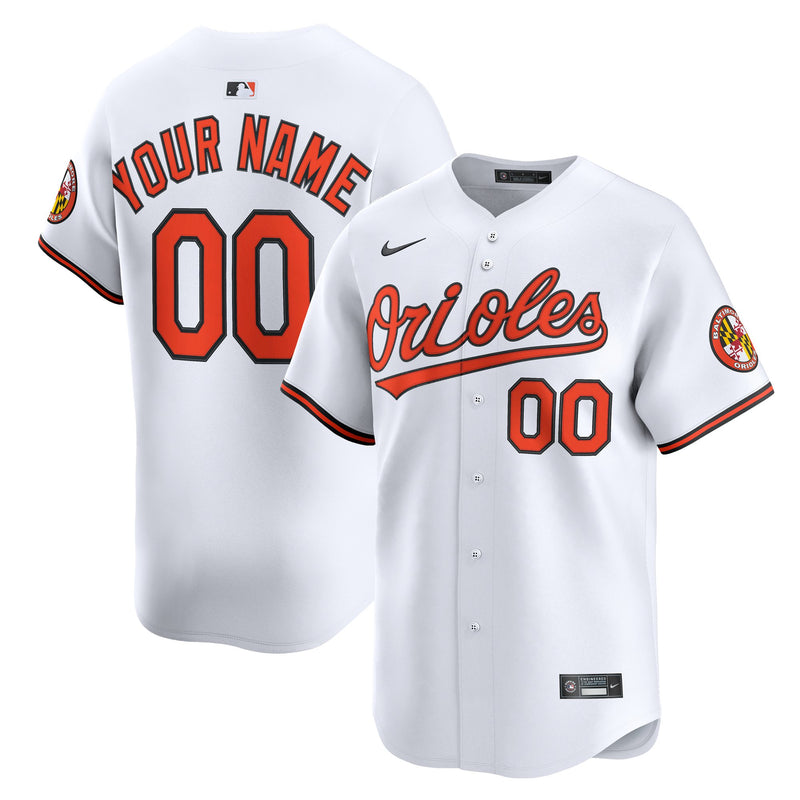 Baltimore Orioles Nike White Home Limited Custom Jersey