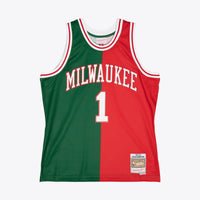 Milwaukee Bucks Mitchell & Ness Oscar Robertson 1971 Split Swingman Jersey - Green/Red