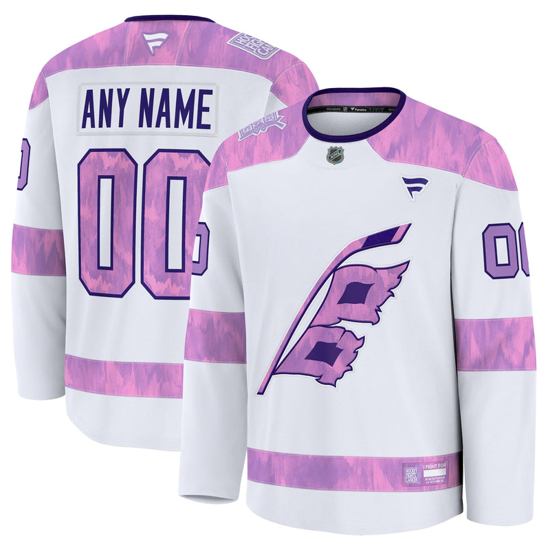Carolina Hurricanes Fanatics White 2024 Hockey Fights Cancer Custom Practice Jersey