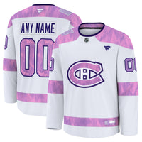 Montreal Canadiens Fanatics White 2024 Hockey Fights Cancer Custom Practice Jersey