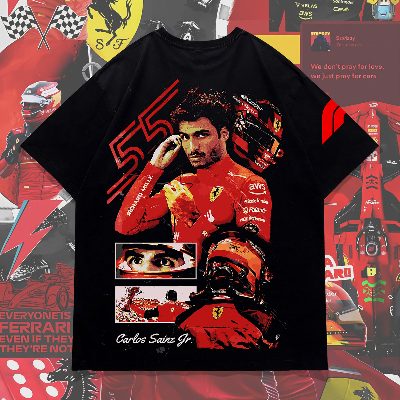 Carlos Sainz Jr. Ferrari Overiszed Tee