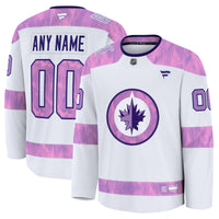 Winnipeg Jets Fanatics White 2024 Hockey Fights Cancer Custom Practice Jersey