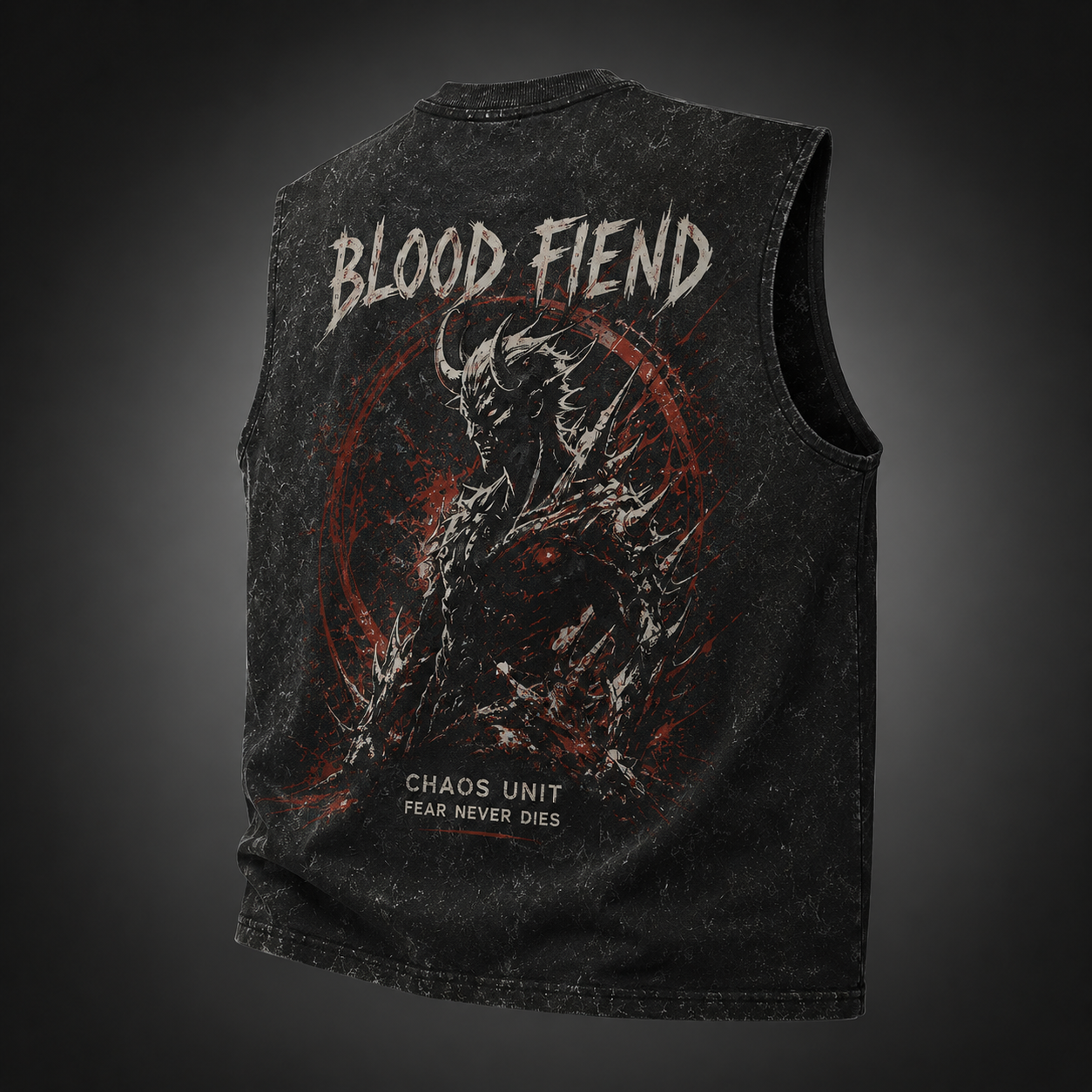 Washed black tank top with Chainsaw Man (Denji) Blood Fiend graphic – photo 1