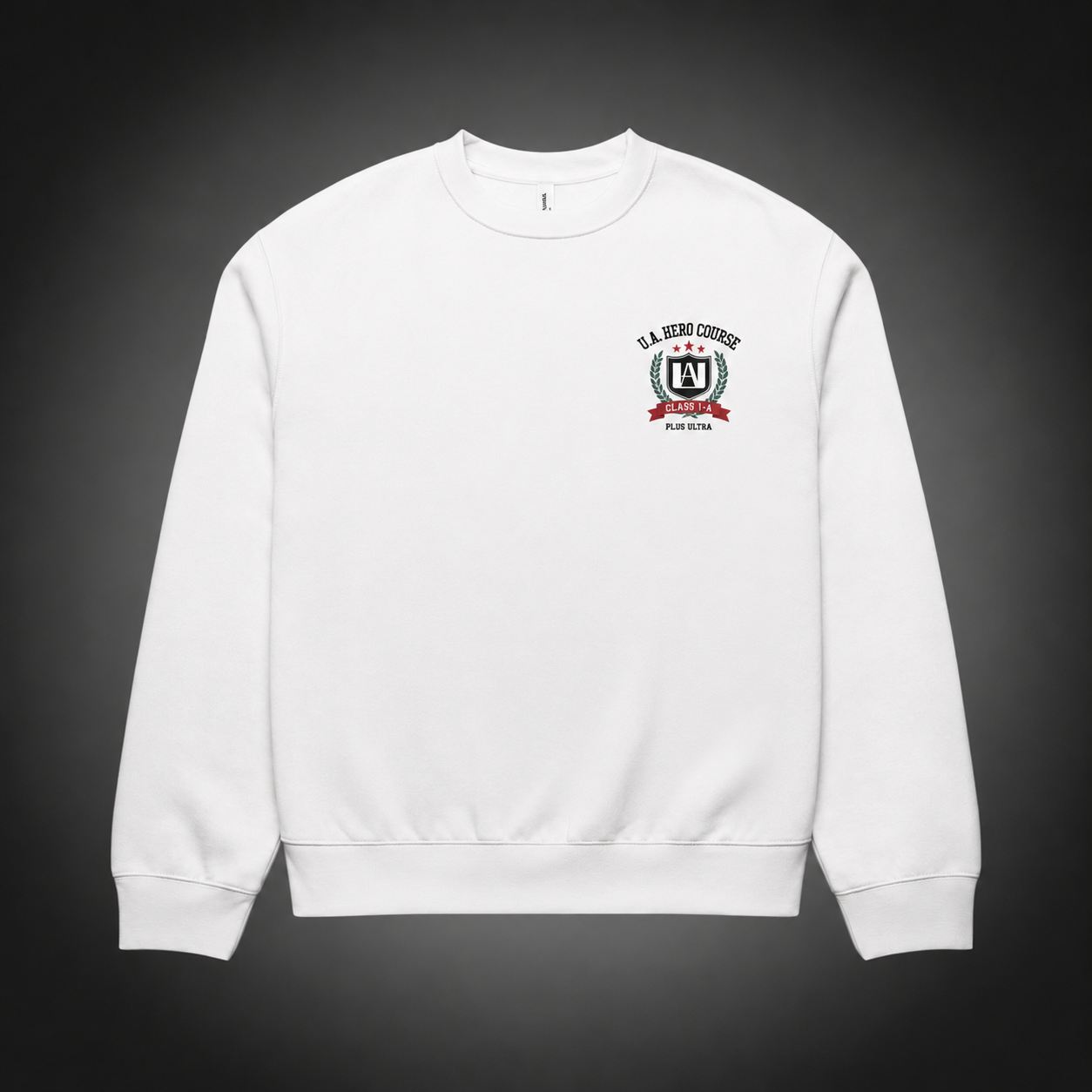 White sweatshirt with Class 1-A (Deku, Bakugo, Todoroki, Uraraka, Iida, Tsuyu, Momo, Kirishima) My Hero Academia Class 1-A Roster graphic – photo 2