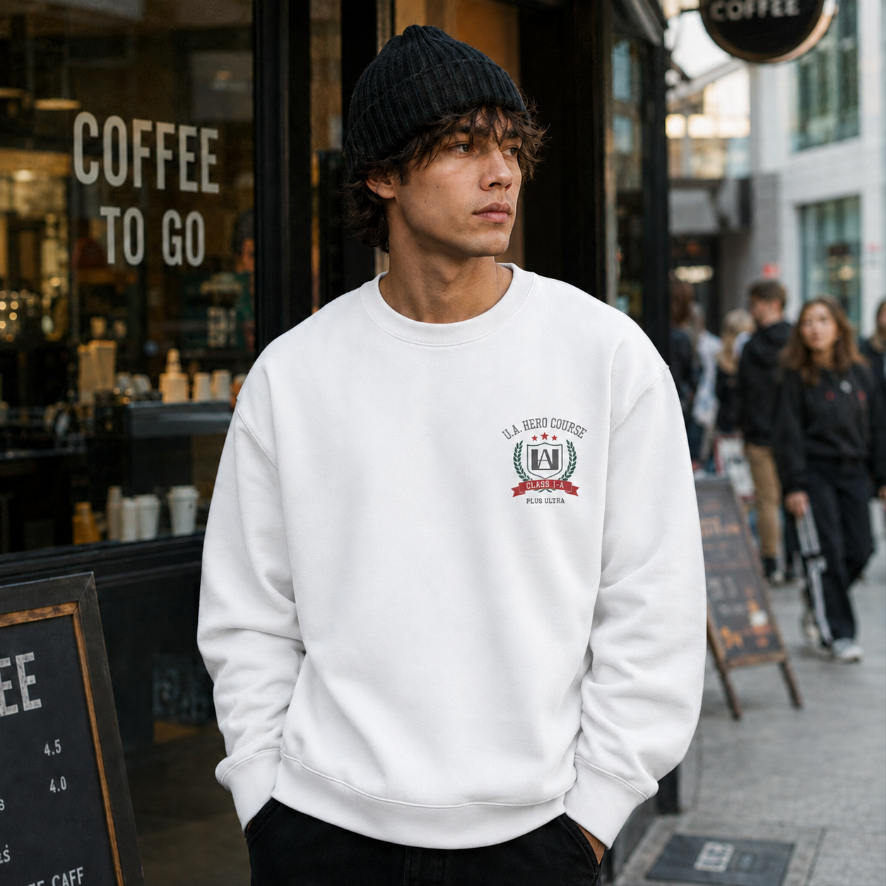 White sweatshirt with Class 1-A (Deku, Bakugo, Todoroki, Uraraka, Iida, Tsuyu, Momo, Kirishima) My Hero Academia Class 1-A Roster graphic – photo 4