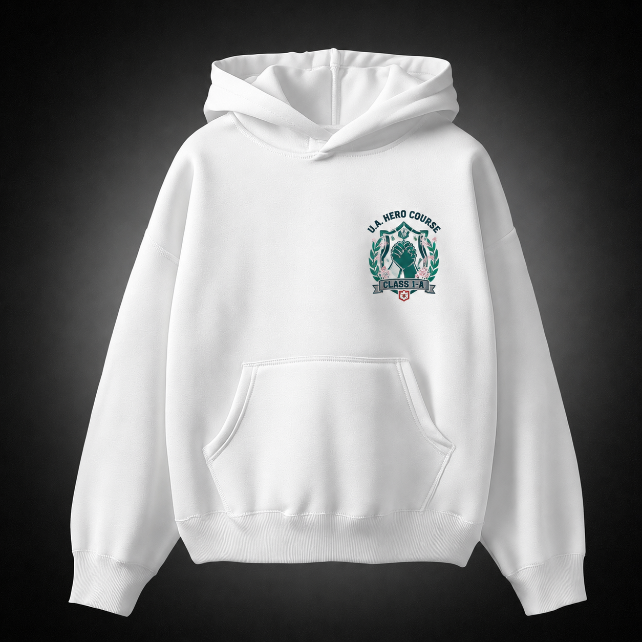 White hoodie with Class 1-A (Izuku Midoriya, Katsuki Bakugo, Ochaco Uraraka, Tenya Iida, Tsuyu Asui, Mina Ashido) My Hero Academia Class Assemble graphic – photo 2