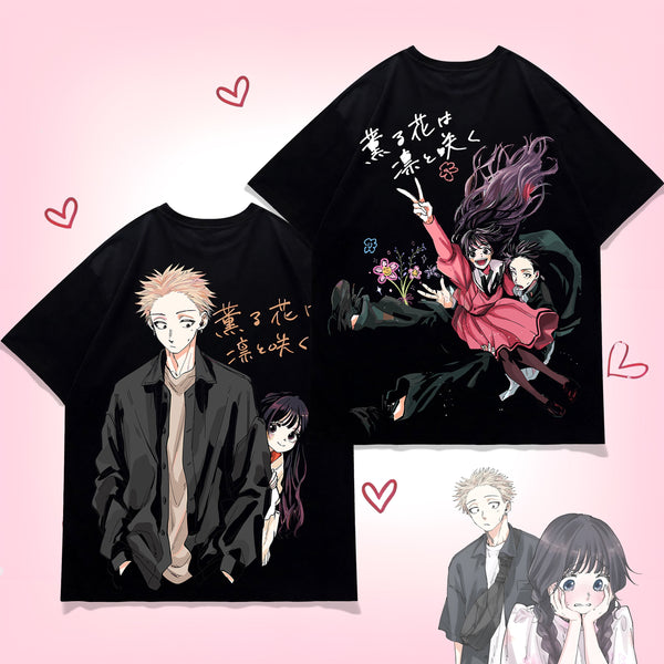 Fated Fragrance: Rintaro x Kaoruko - The Fragrant Flower Blooms With Dignity Oversized Tee