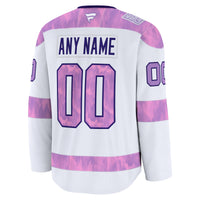 Anaheim Ducks Fanatics White 2024 Hockey Fights Cancer Custom Practice Jersey