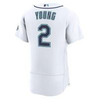 Seattle Mariners Cole Young Nike White Home 50th Season Authentic Jersey
