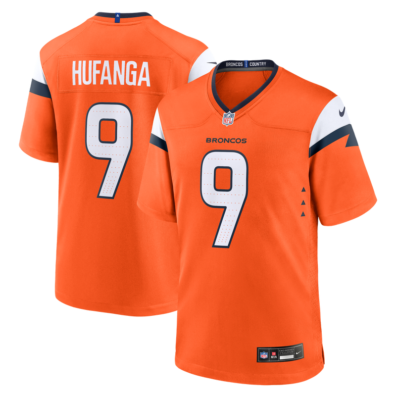 Denver Broncos Talanoa Hufanga Nike Orange Team Game Jersey