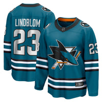 San Jose Sharks Oskar Lindblom Fanatics Teal Home Breakaway Jersey
