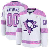 Pittsburgh Penguins Fanatics White 2024 Hockey Fights Cancer Custom Practice Jersey