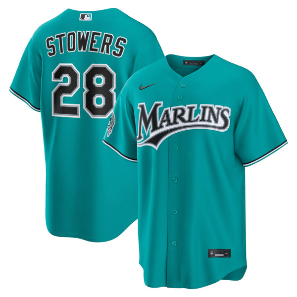 Miami Marlins Kyle Stowers Nike Teal Alternate Stadium Jersey