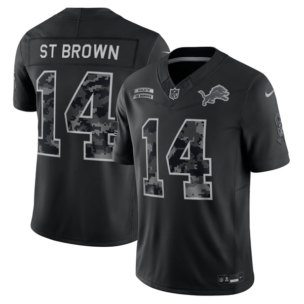 Detroit Lions Amon-Ra St. Brown Nike Black 2026 Salute to Service Printed Limited Jersey