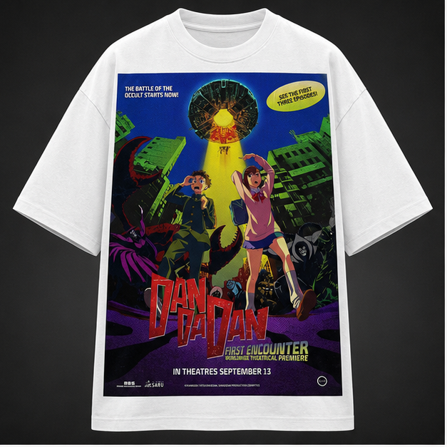Washed black t-shirt with Dandadan Occult Battle graphic – photo 2
