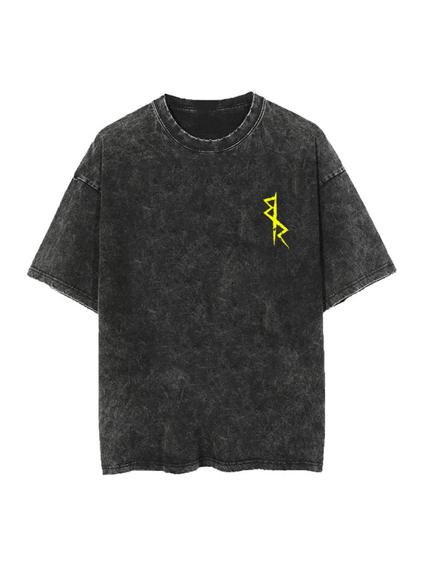 Washed black t-shirt with David Martinez Cyberpunk Edgerunners Edge Runner graphic – photo 2