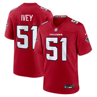 Atlanta Falcons Jared Ivey Nike Red Team Game Jersey