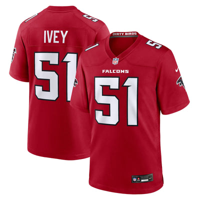 Atlanta Falcons Jared Ivey Nike Red Team Game Jersey