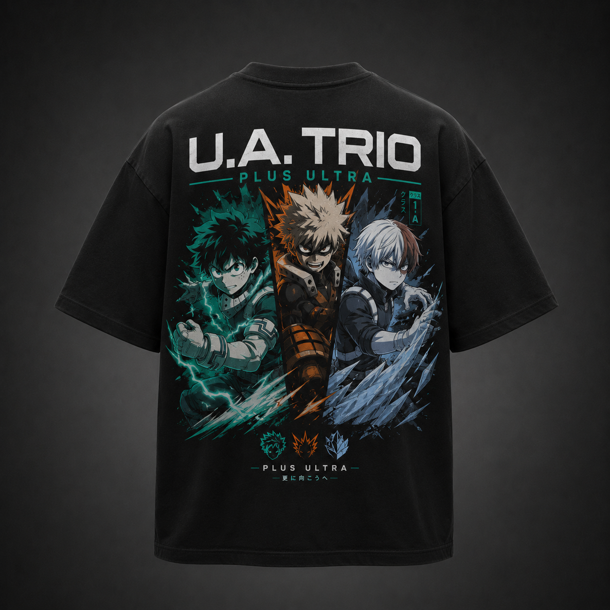 Black t-shirt with Deku & Bakugo My Hero Academia U.A. Trio graphic – photo 1