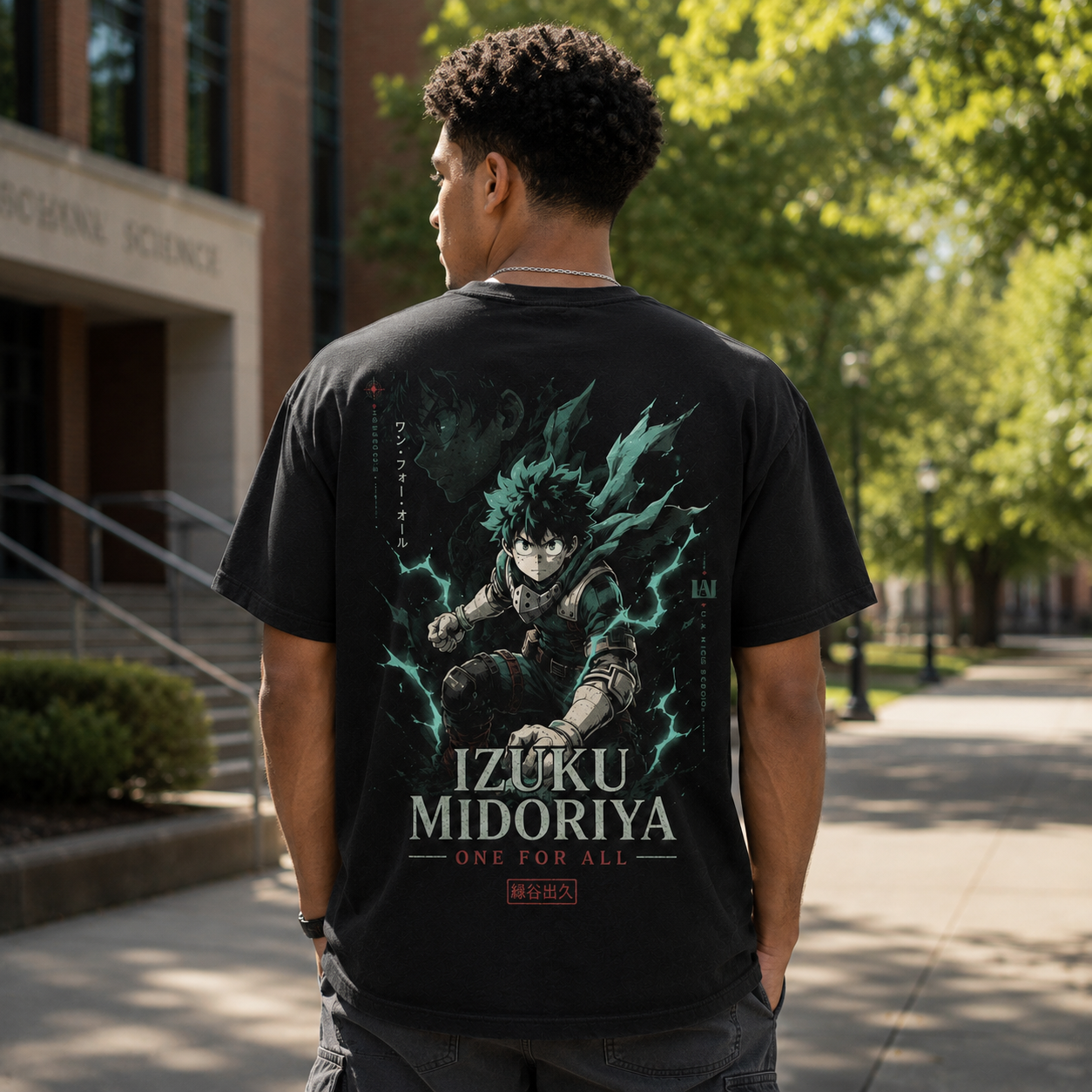 Black t-shirt with Deku My Hero Academia Izuku Midoriya One For All graphic – photo 3