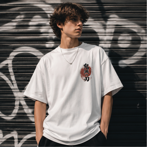 White t-shirt with Demon Slayer Demon Hunter Squad graphic – photo 4