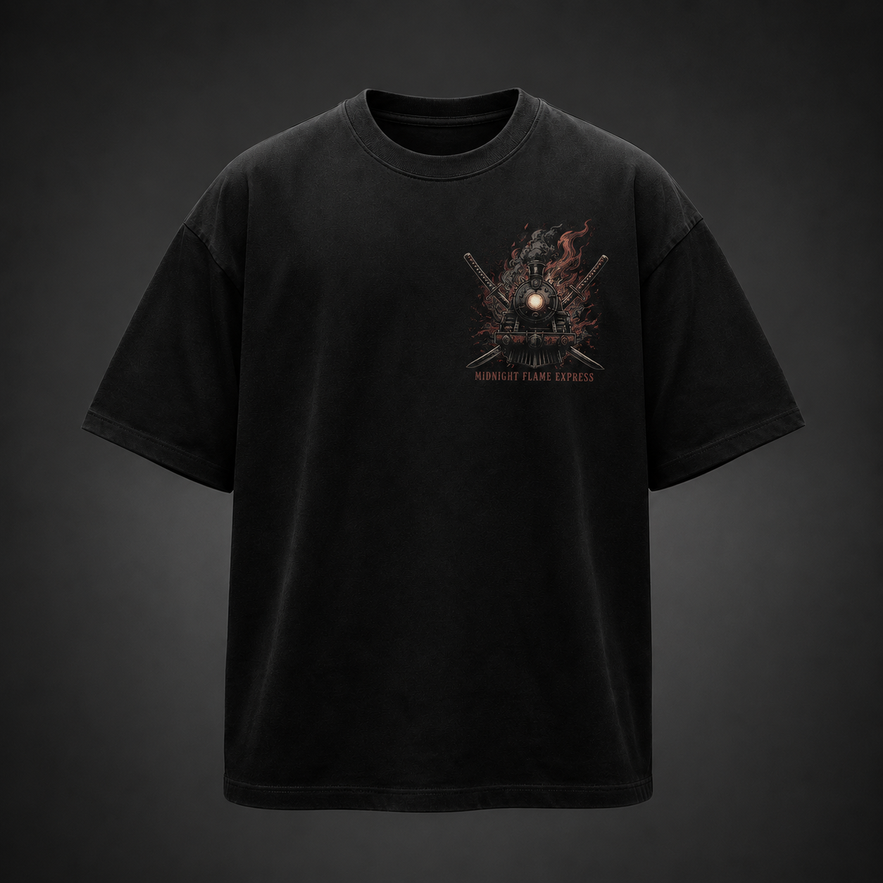 Black t-shirt with Demon Slayer Midnight Flame Express graphic – photo 2