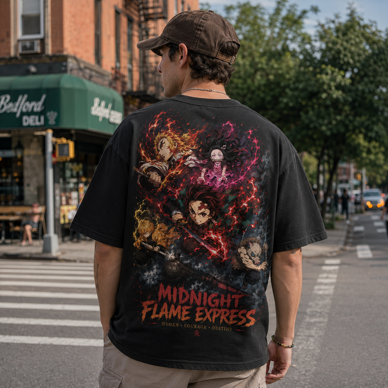 Black t-shirt with Demon Slayer Midnight Flame Express graphic – photo 3