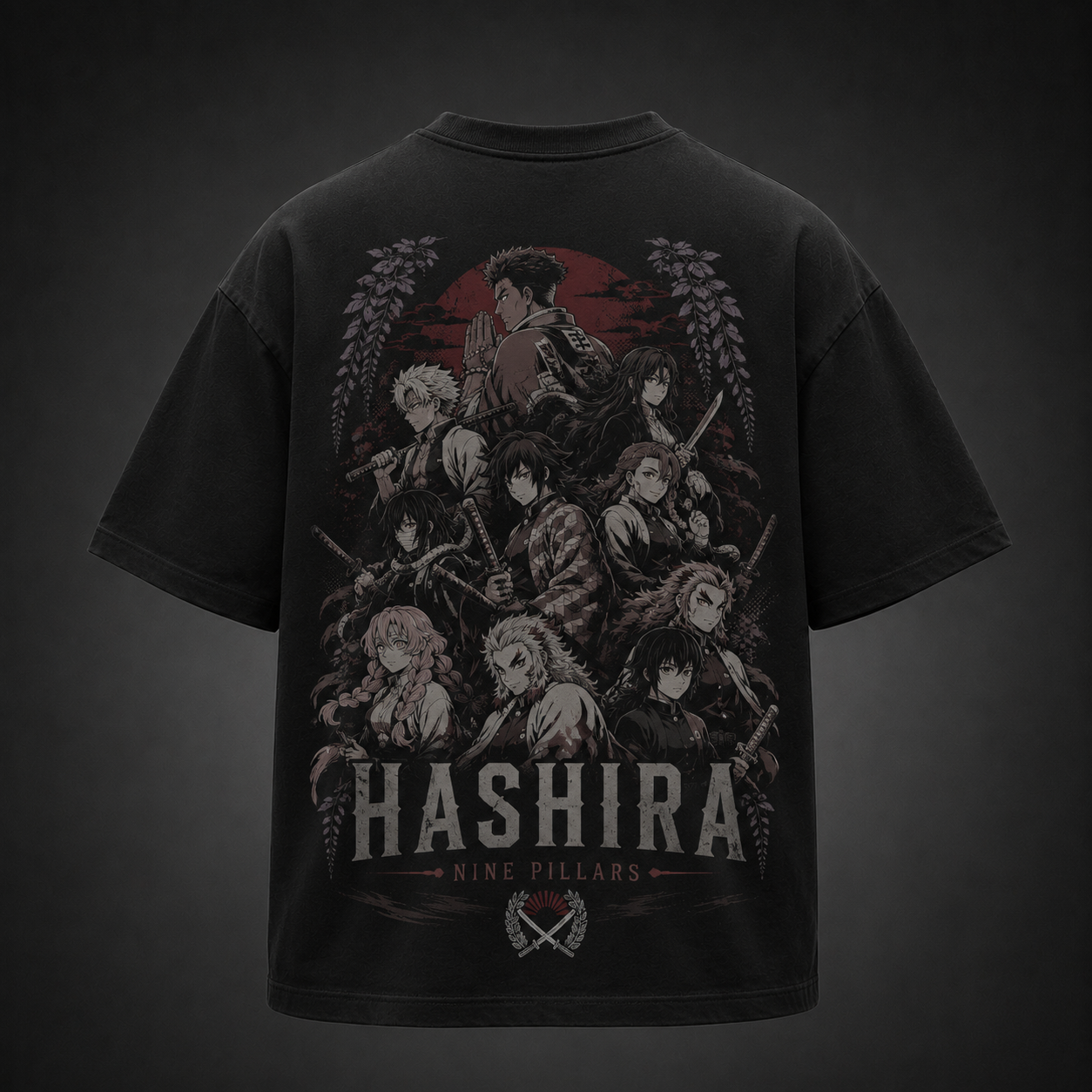 Black t-shirt with Demon Slayer Nine Pillars graphic – photo 1