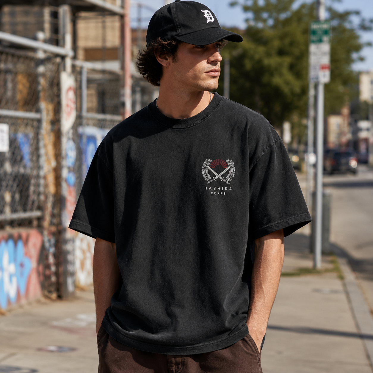 Black t-shirt with Demon Slayer Nine Pillars graphic – photo 4