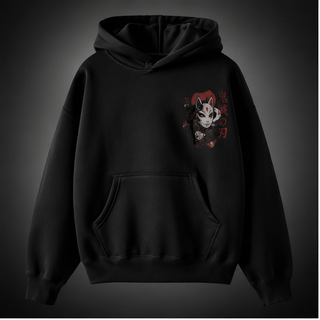 Black hoodie with Demon Slayer Serpent Swordsman graphic – photo 2