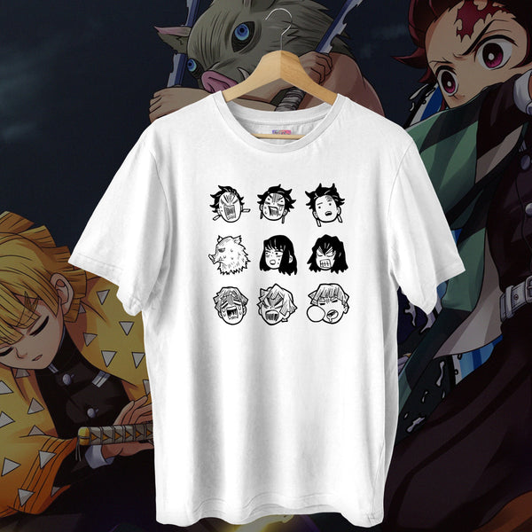 Nine Character Faces Grid Classic - Demon Slayer Oversized Tee