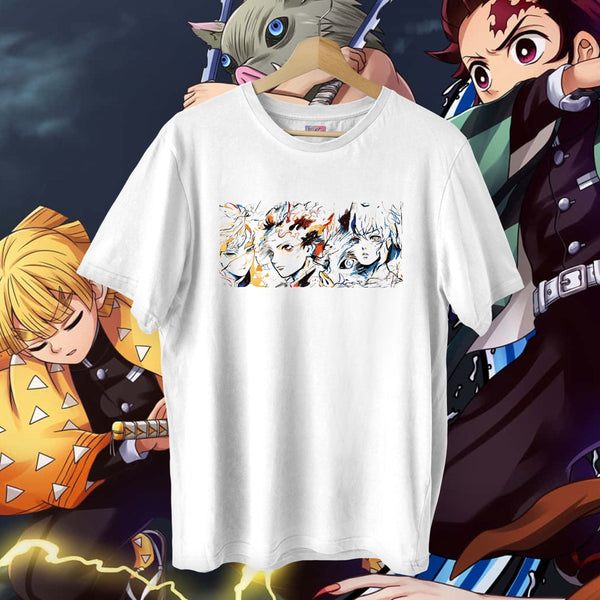 Tanjiro Zenitsu Inosuke Sketch Oversized Fit - Demon Slayer Oversized Tee