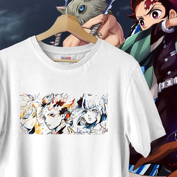 Tanjiro Zenitsu Inosuke Sketch Oversized Fit - Demon Slayer Oversized Tee