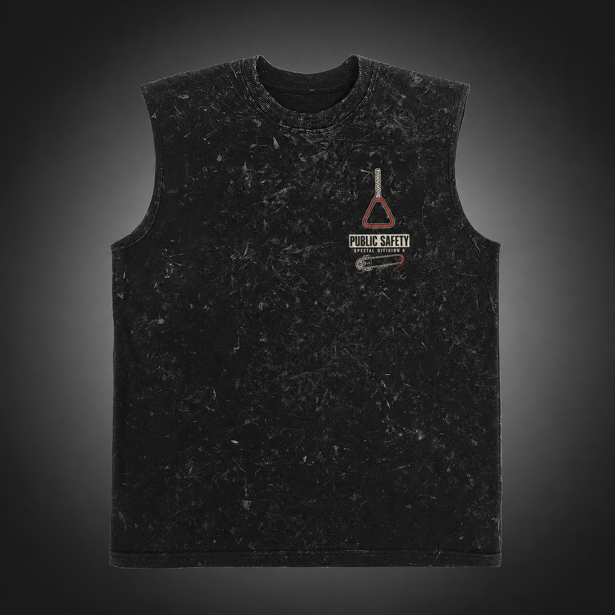 Washed black tank top with Denji, Aki Hayakawa, Power Chainsaw Man Devil Hunters Trio graphic – photo 2