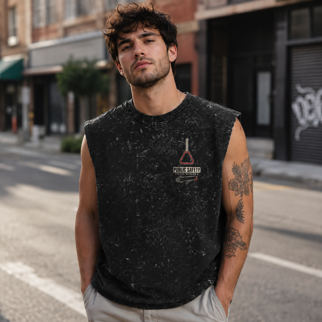 Washed black tank top with Denji, Aki Hayakawa, Power Chainsaw Man Devil Hunters Trio graphic – photo 4