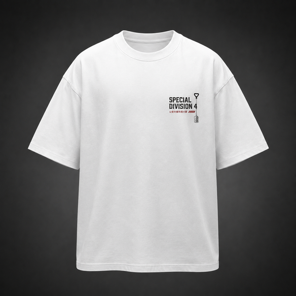 White t-shirt with Denji, Aki, Power & Makima Chainsaw Man Devil Hunter Cover graphic – photo 2