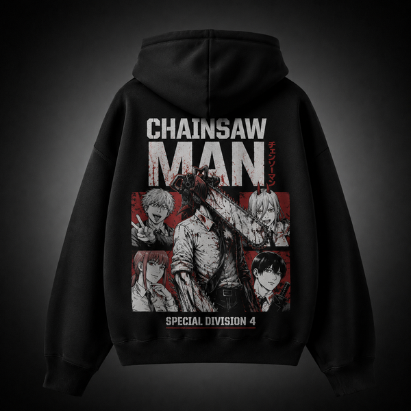 Black hoodie with Denji (Chainsaw Man), Aki Hayakawa, Power, Makima Bloody Chainsaw Squad graphic – photo 1
